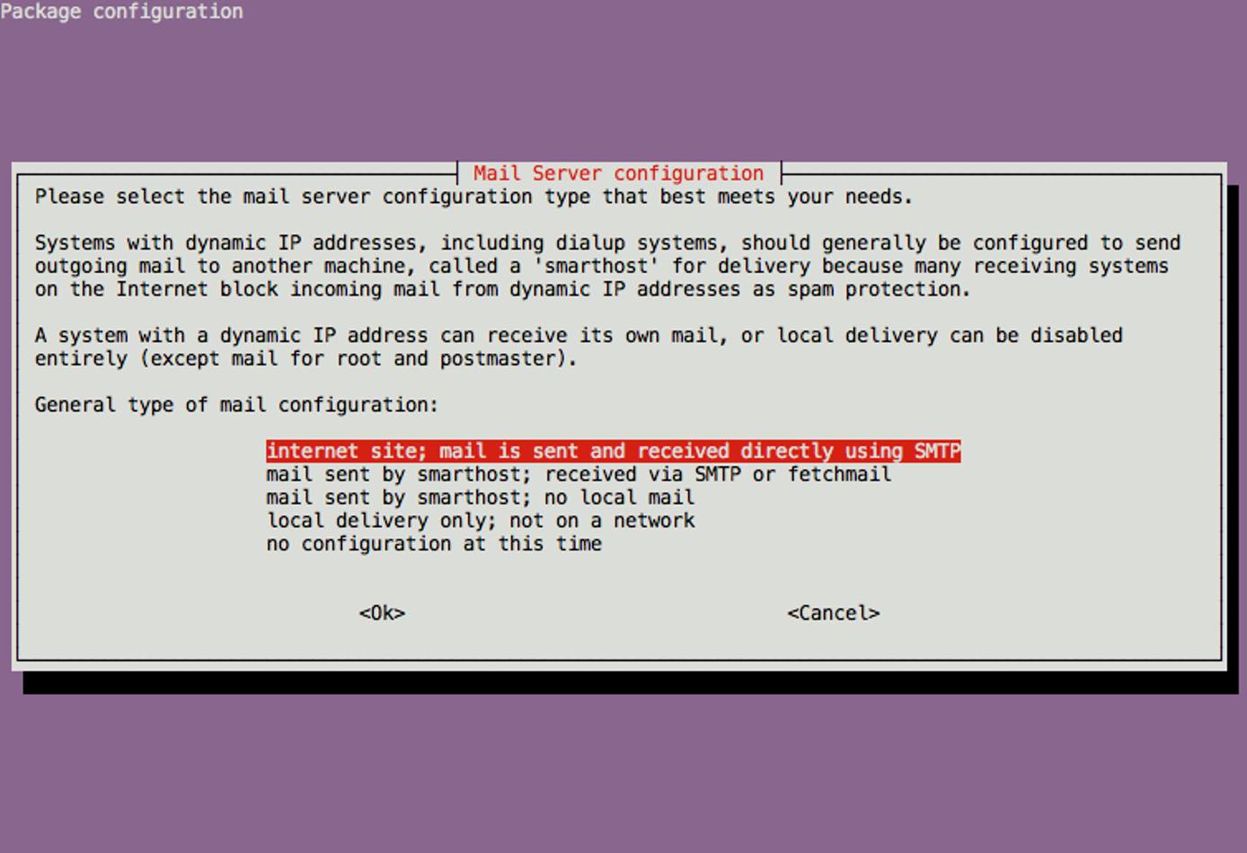 Exim4 mail delivery type configuration on Ubuntu 12.04 LTS (Precise). Exim4 mail delivery type configuration on Ubuntu 12.04 LTS (Precise).