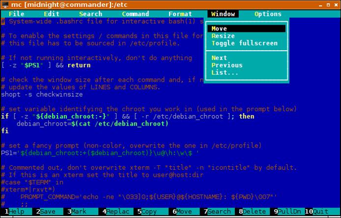 Midnight Commanders Editor mcedit with Syntax Highlighting Active