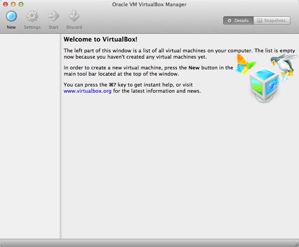 The VirtualBox interface. The VirtualBox interface.
