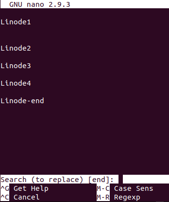 Search for the text 'end' search for the text end